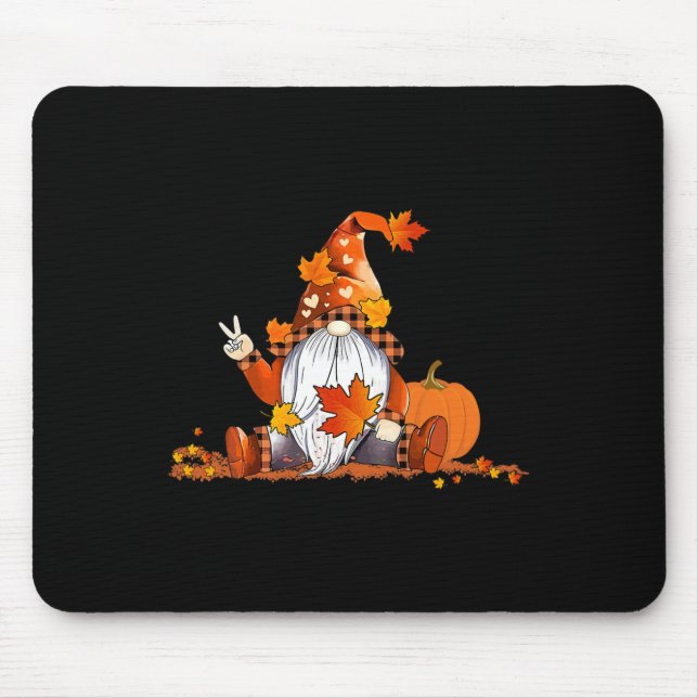 Halloween Gnome Cute Autumn Pumpkin Fall Holiday W Mouse Pad (Front)