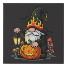 Halloween Gnome Faux Wrapped Canvas Print