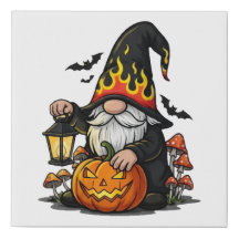 Halloween Gnome Faux Wrapped Canvas Print