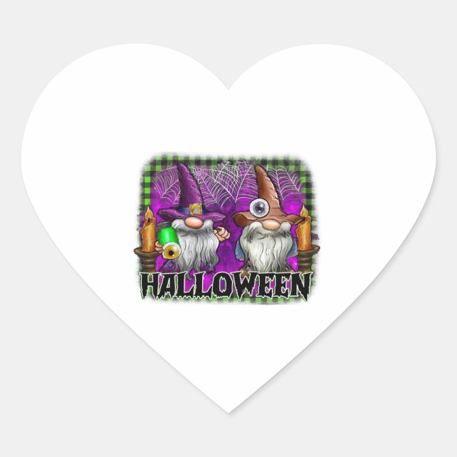Halloween Gnome    Heart Sticker (Front)