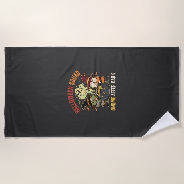 Halloween Gnome Midnight Mischief Beach Towel (Front)