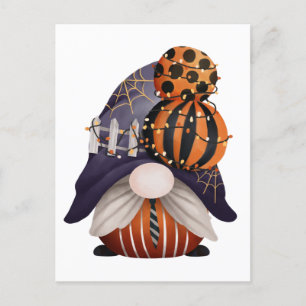 Halloween Gnome Purple & Orange Postcard