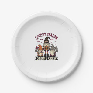 Halloween Gnome Shirt Spooky Gnome Crew Vintage De Paper Plate