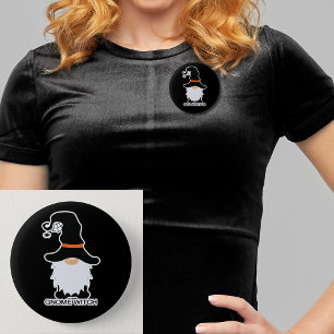Halloween Gnome Witch White Hair Black Hat 6 Cm Round Badge