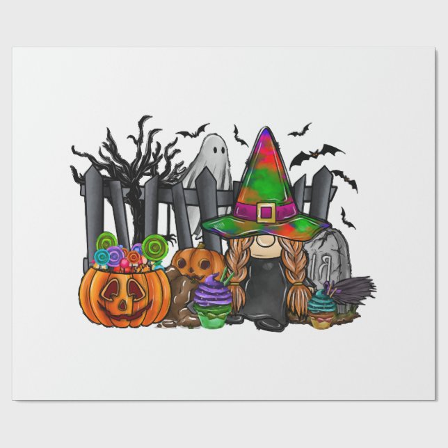 Halloween Gnome Wrapping Paper (Flat)