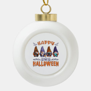 Halloween Gnomes Ceramic Ball Christmas Ornament