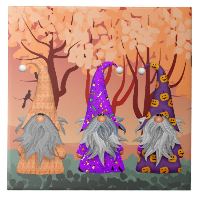 Halloween Gnomes Ceramic Tile (Front)