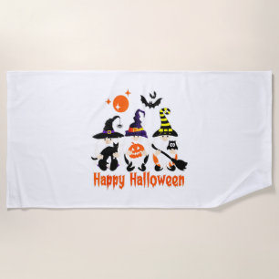 Halloween Gnomes Cute Autumn Pumpkin Fall Beach Towel