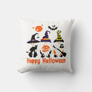 Halloween Gnomes Cute Autumn Pumpkin Fall Cushion