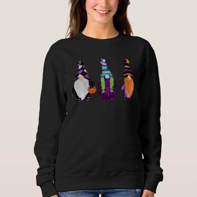 Halloween Gnomes Cute Autumn Pumpkin Fall Funny Ho Sweatshirt (Front)