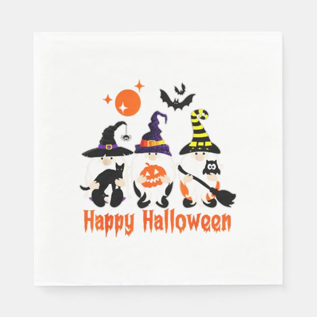 Halloween Gnomes Cute Autumn Pumpkin Fall Napkin (Front)