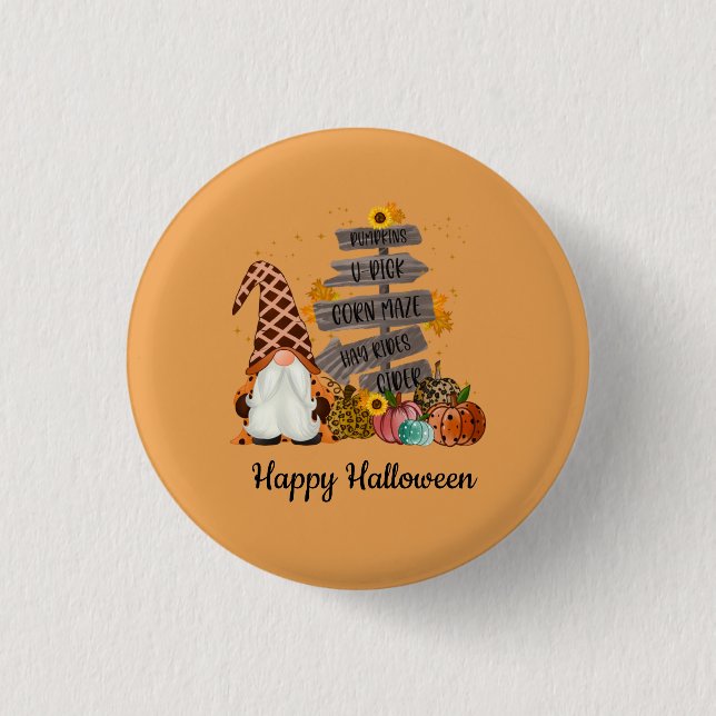 Halloween Gnomes, Fall, Pumpkins, Halloween Party  3 Cm Round Badge (Front)