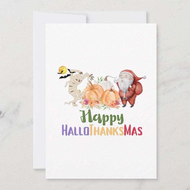 Halloween Gnomes Happy HalloThanksMas Thanksgiving Invitation (Front)