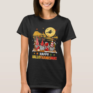 Halloween Gnomes Happy HalloThanksMas Thanksgiving T-Shirt