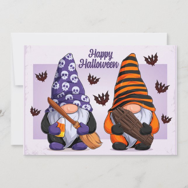 Halloween Gnomes  Holiday Card (Front)