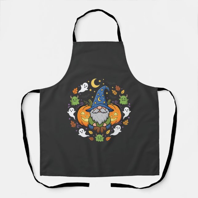 Halloween Gnomes Pumpkin Magic Design Apron (Front)
