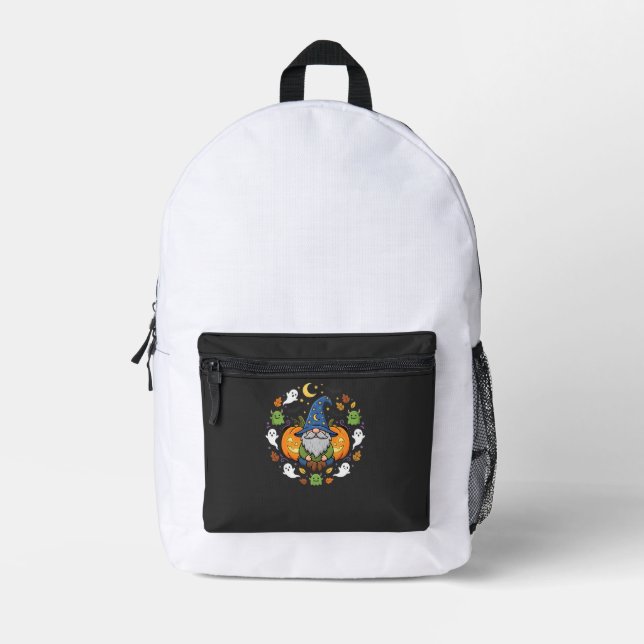 Halloween Gnomes Pumpkin Magic Design Printed Backpack (Front)