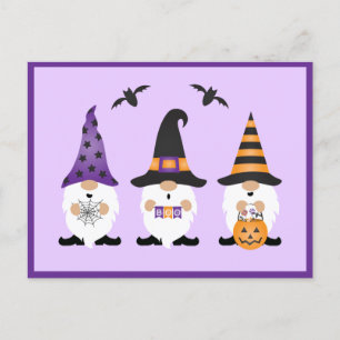 Halloween Gnomes Purple Orange Postcard