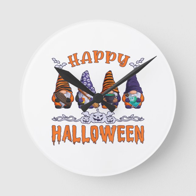 Halloween Gnomes Round Clock (Front)