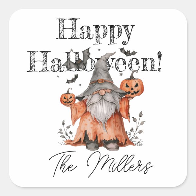Halloween Gnomes Square Sticker (Front)