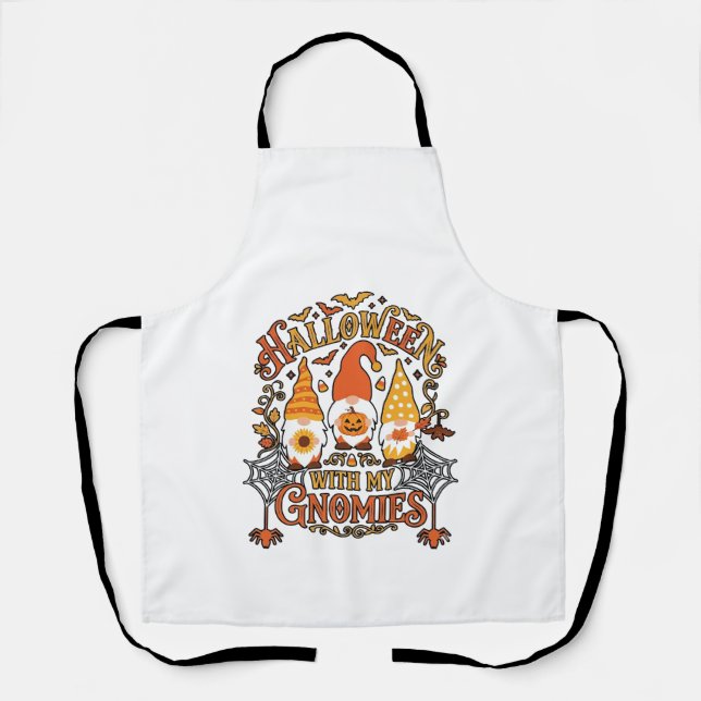 Halloween Gnomies Pumpkin Spider Web Bats_1 Apron (Front)
