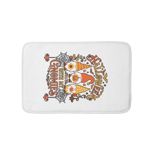 Halloween Gnomies Pumpkin Spider Web Bats_1 Bath Mat (Front)