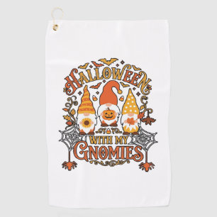 Halloween Gnomies Pumpkin Spider Web Bats_1 Golf Towel
