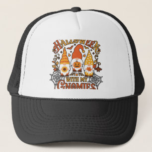 Halloween Gnomies Pumpkin Spider Web Bats_1 Trucker Hat