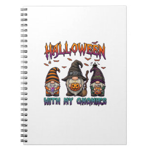 Halloween Gnomies Three Gnomes Witch Hat Pumpkin_1 Notebook
