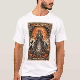 Halloween Goddess Vintage Gothic Witch Black Cat T-Shirt