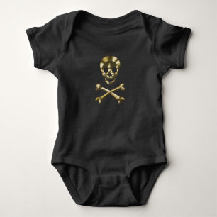 Halloween gold black skull spooky scary costume  baby bodysuit