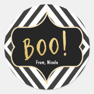 Halloween Gold BOO Black White Modern Chic Sticker