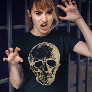 Halloween Gold Skull   T-shirt   Women