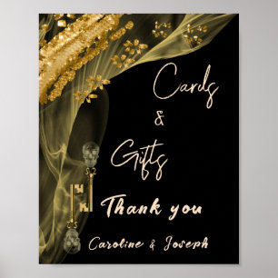 Halloween Gold Skulls, Glitter Cards Gifts Poster
