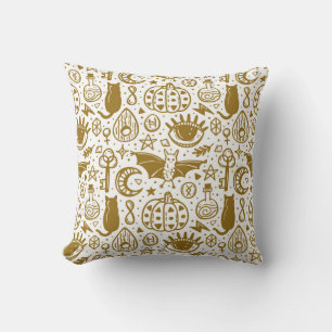 Halloween golden ink, seamless silhouette pattern. cushion
