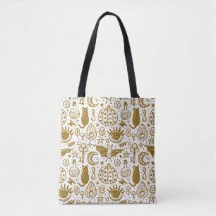 Halloween golden ink, seamless silhouette pattern. tote bag