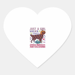 Halloween Golden Retriever_1 Heart Sticker