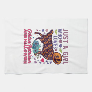 Halloween Golden Retriever_1 Tea Towel