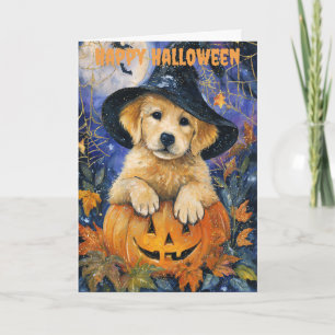 Halloween Golden Retriever Dog Holiday Card