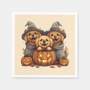 Halloween Golden Retriever Dogs Jack O Lantern Napkin