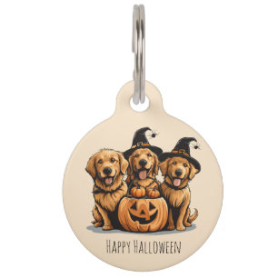 Halloween Golden Retriever Dogs Jack O Lantern Pet Tag