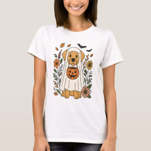 Halloween Golden Retriever Flowers T-Shirt