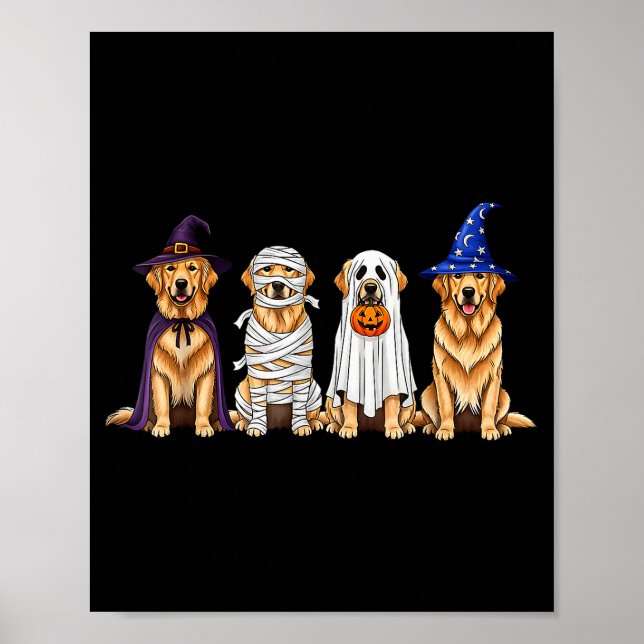 Halloween Golden Retriever Ghost Soky Dog Lovers D Poster (Front)
