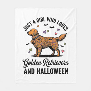 Halloween Golden Retriever Girl Dog Mum Vintage Ar Fleece Blanket