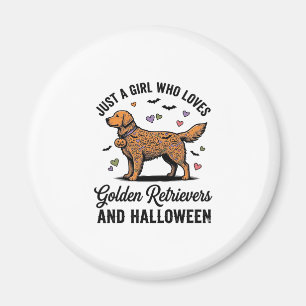 Halloween Golden Retriever Girl Dog Mum Vintage Ar Magnet