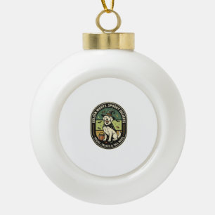 Halloween Golden Retriever Spooky Night Club Ceramic Ball Christmas Ornament