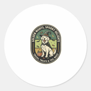 Halloween Golden Retriever Spooky Night Club Classic Round Sticker