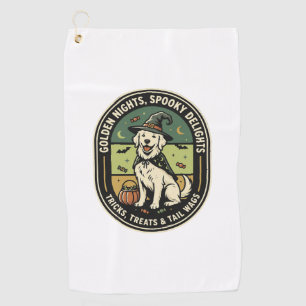 Halloween Golden Retriever Spooky Night Club Golf Towel