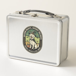 Halloween Golden Retriever Spooky Night Club Metal Lunch Box