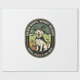 Halloween Golden Retriever Spooky Night Club Wrapping Paper